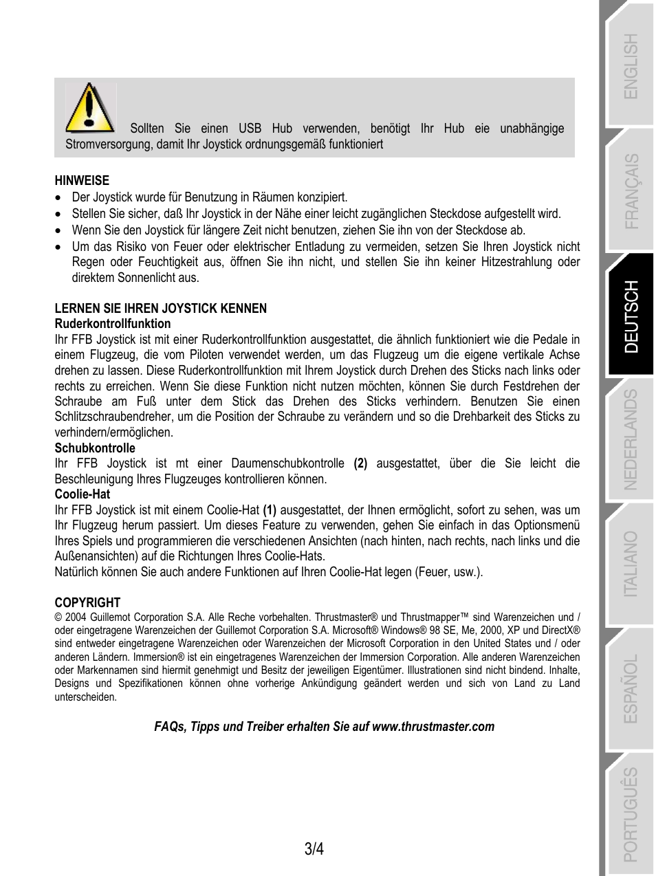 Thrustmaster Force Feedback Joystick User Manual | Page 11 / 28