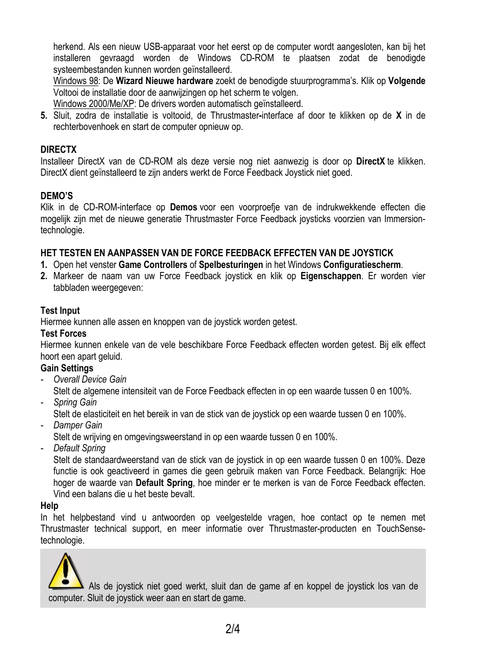 Thrustmaster Force Feedback Joystick User Manual | Page 14 / 28