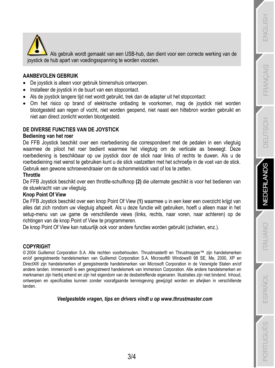 Thrustmaster Force Feedback Joystick User Manual | Page 15 / 28