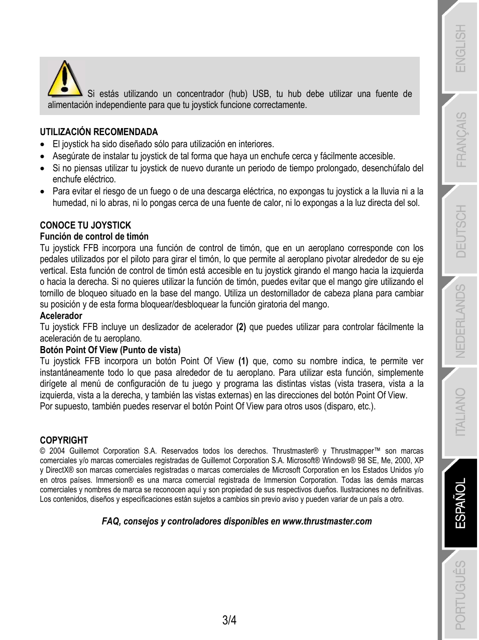 Thrustmaster Force Feedback Joystick User Manual | Page 23 / 28