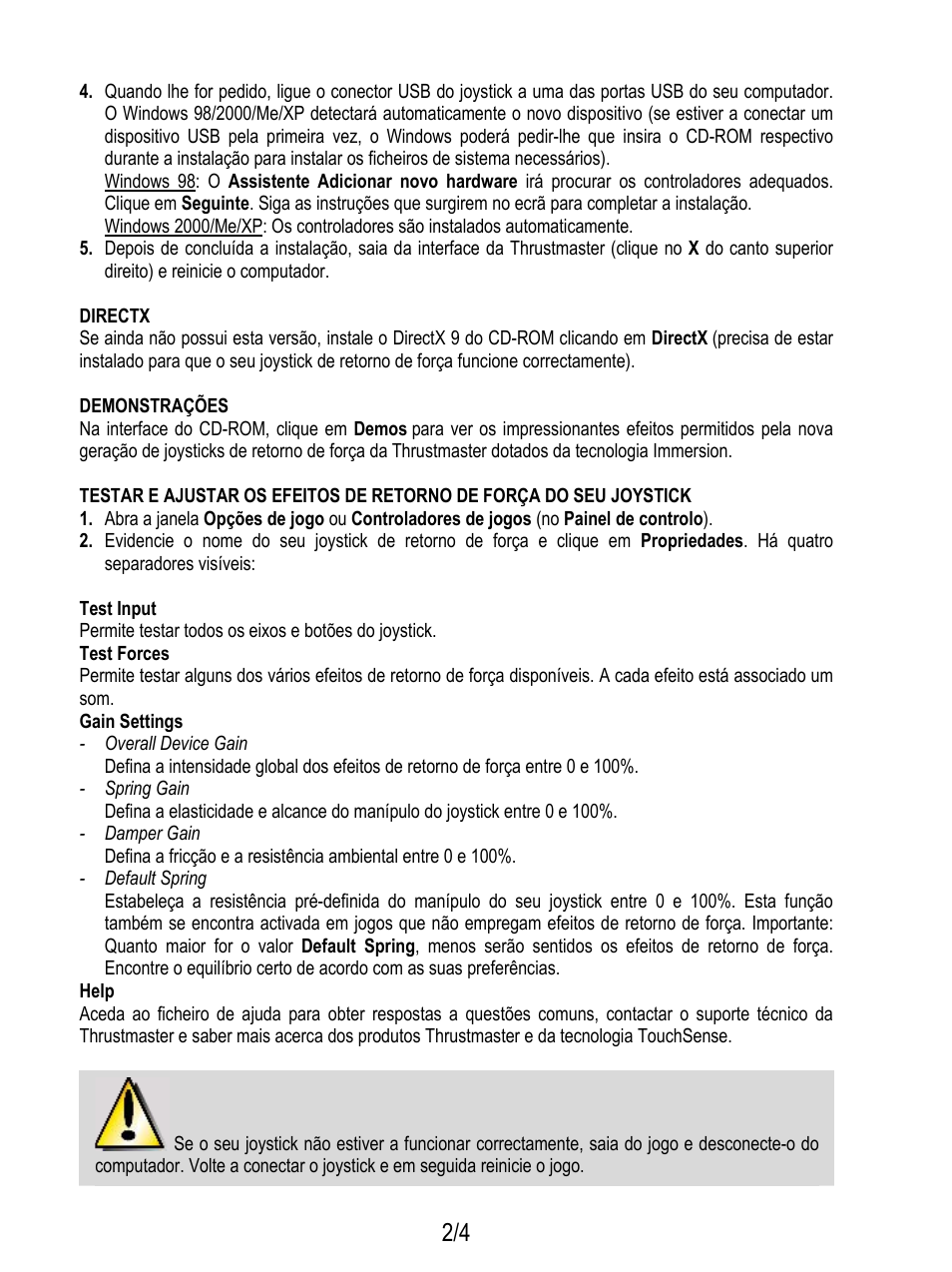 Thrustmaster Force Feedback Joystick User Manual | Page 26 / 28