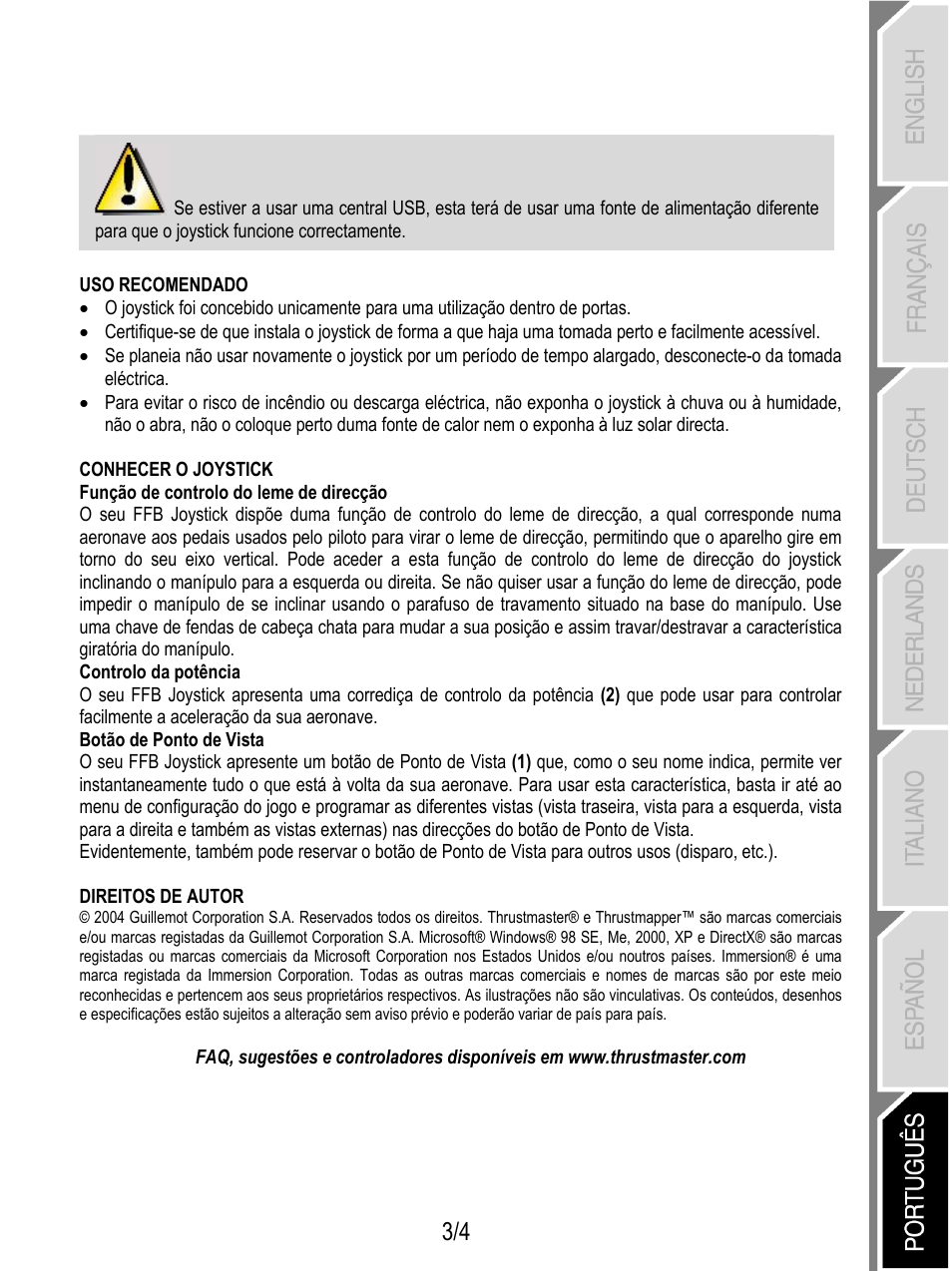 Thrustmaster Force Feedback Joystick User Manual | Page 27 / 28