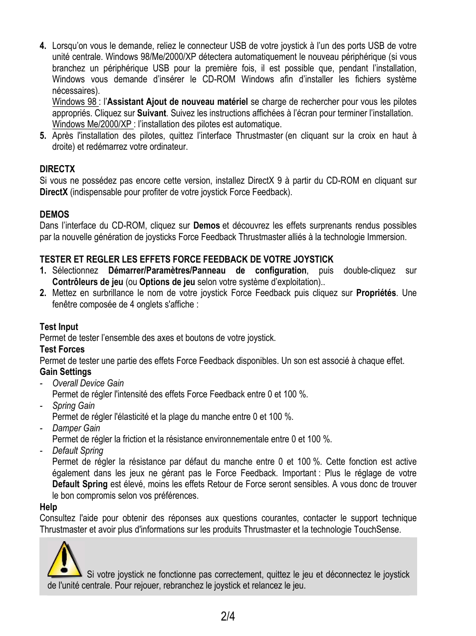 Thrustmaster Force Feedback Joystick User Manual | Page 6 / 28