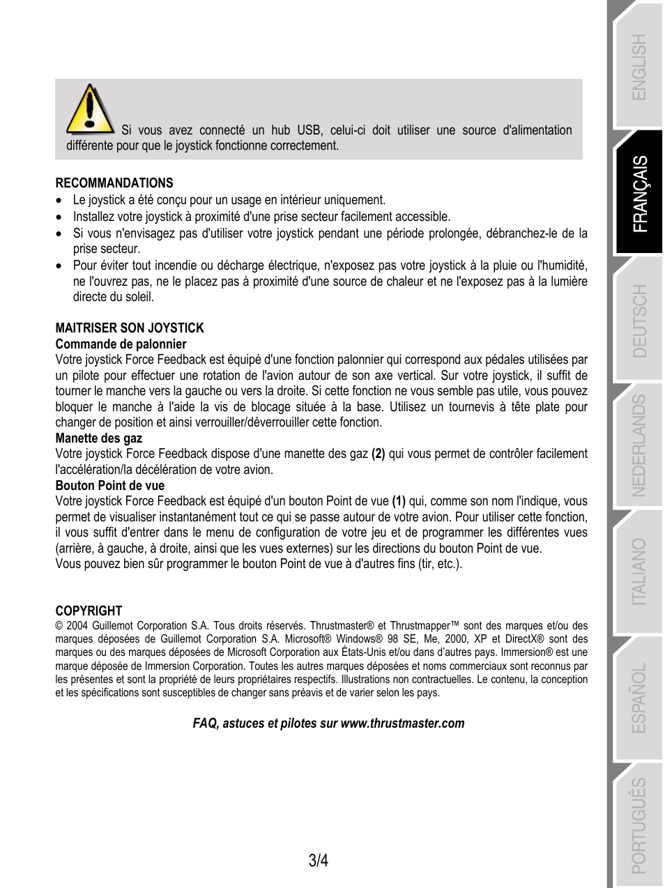 Thrustmaster Force Feedback Joystick User Manual | Page 7 / 28