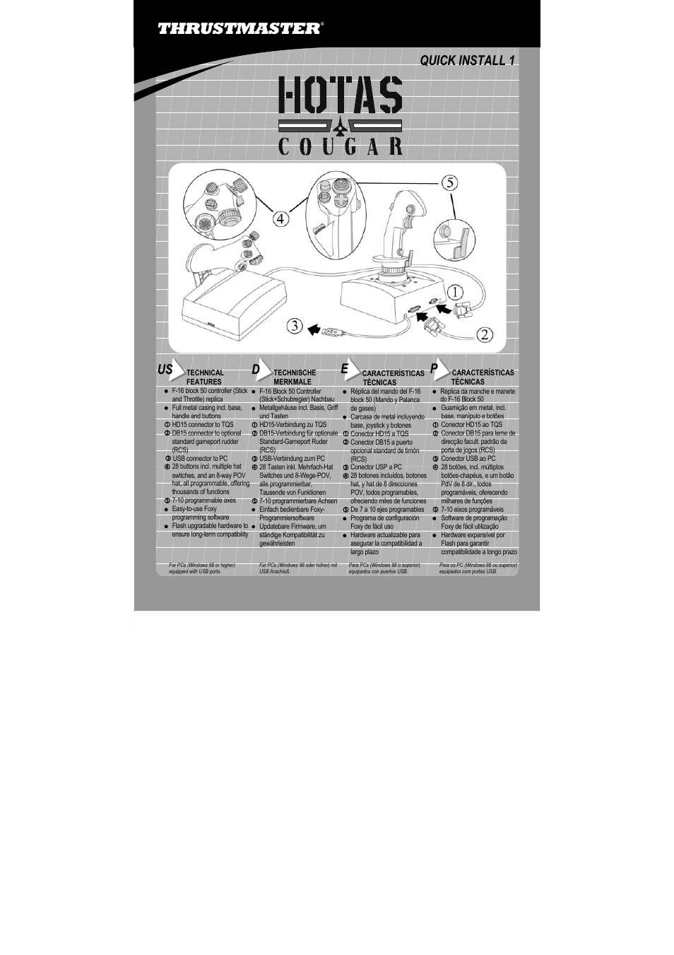 Thrustmaster Hotas Cougar User Manual | 5 pages