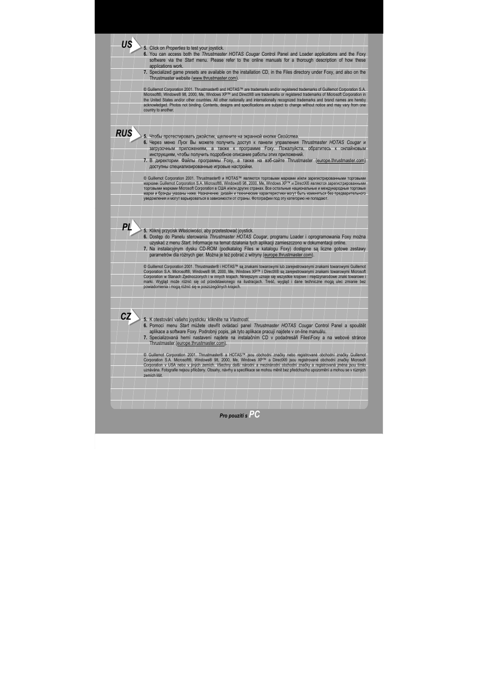 Thrustmaster Hotas Cougar User Manual | Page 5 / 5