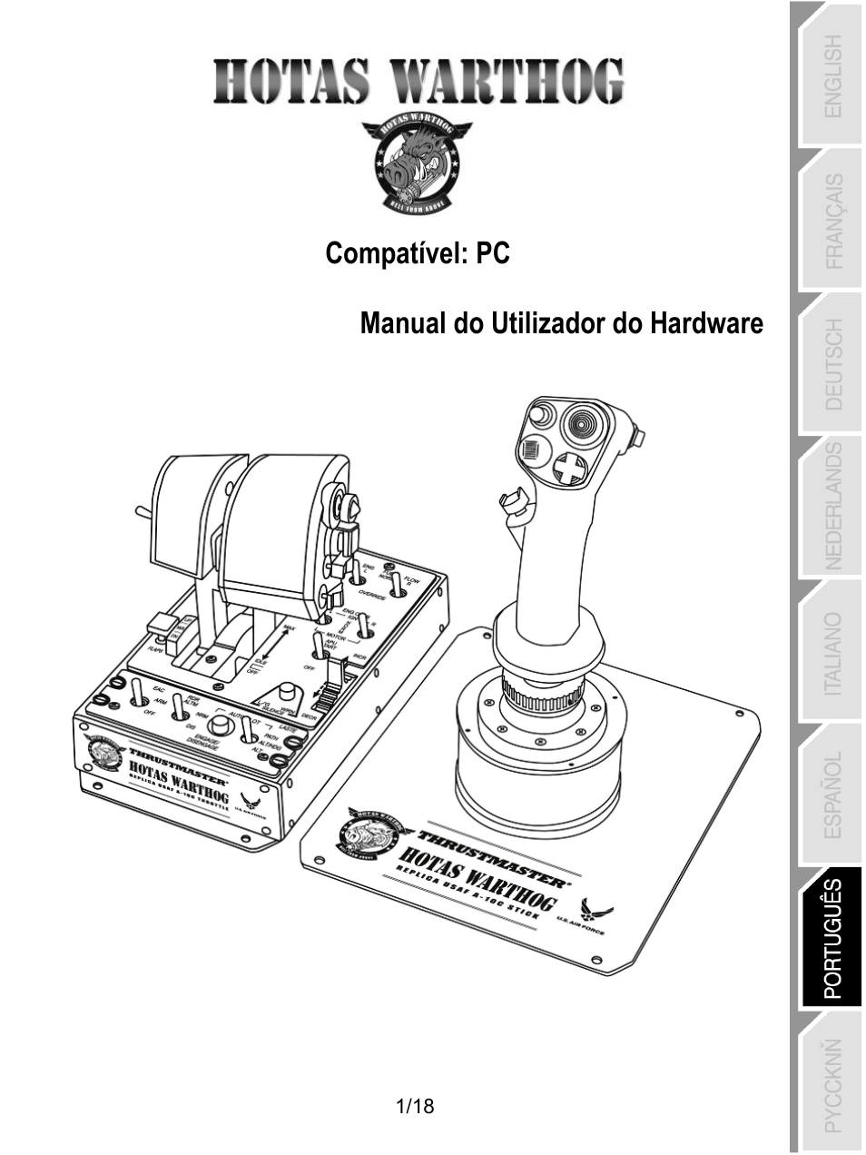 07_por_hotas_warthog, Compatível: pc manual do utilizador do hardware | Thrustmaster HOTAS Warthog User Manual | Page 110 / 145