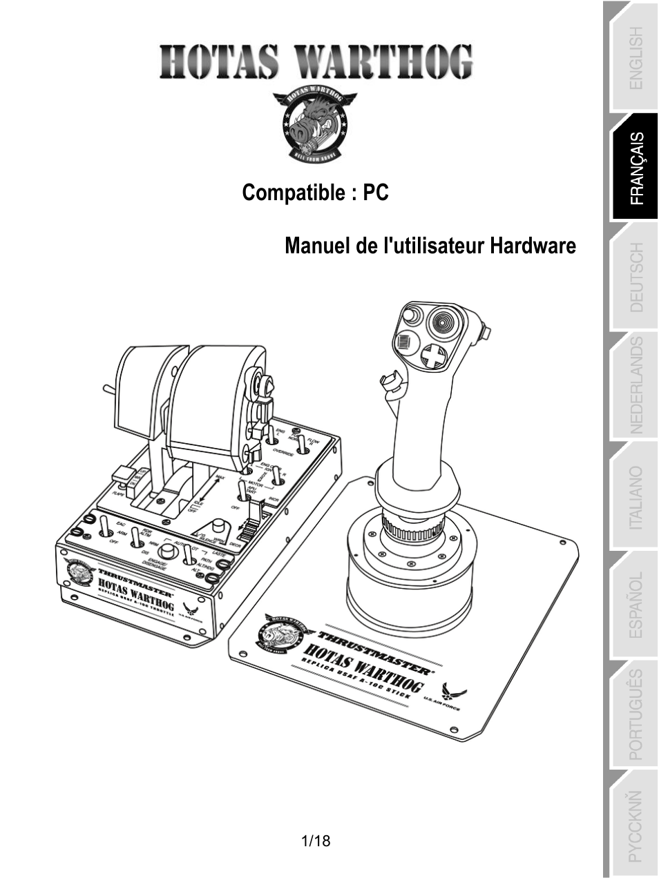 02_fra_hotas_warthog, Compatible : pc manuel de l'utilisateur hardware | Thrustmaster HOTAS Warthog User Manual | Page 20 / 145