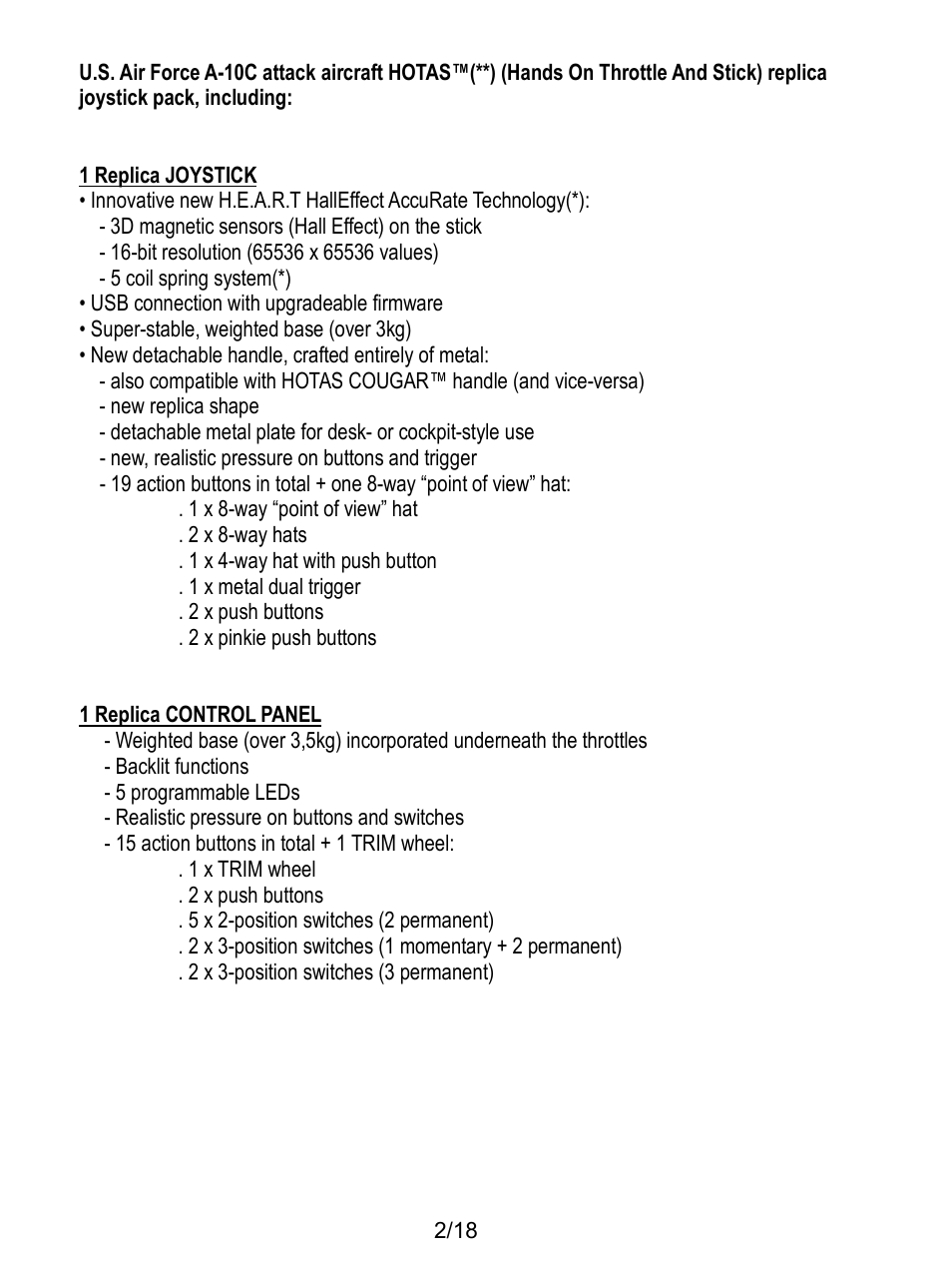 Thrustmaster HOTAS Warthog User Manual | Page 3 / 145