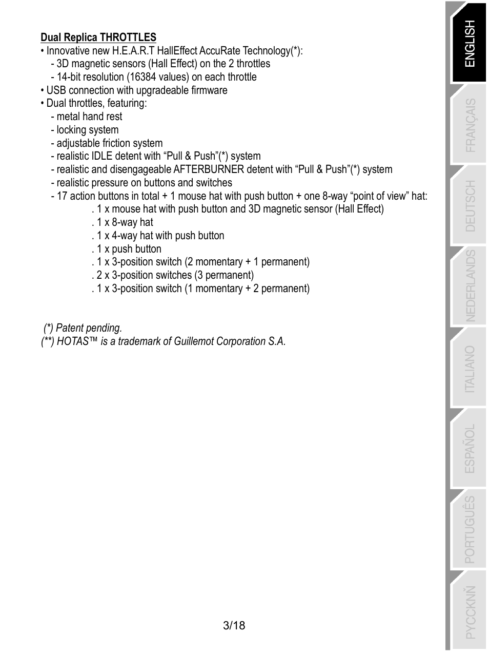 Thrustmaster HOTAS Warthog User Manual | Page 4 / 145