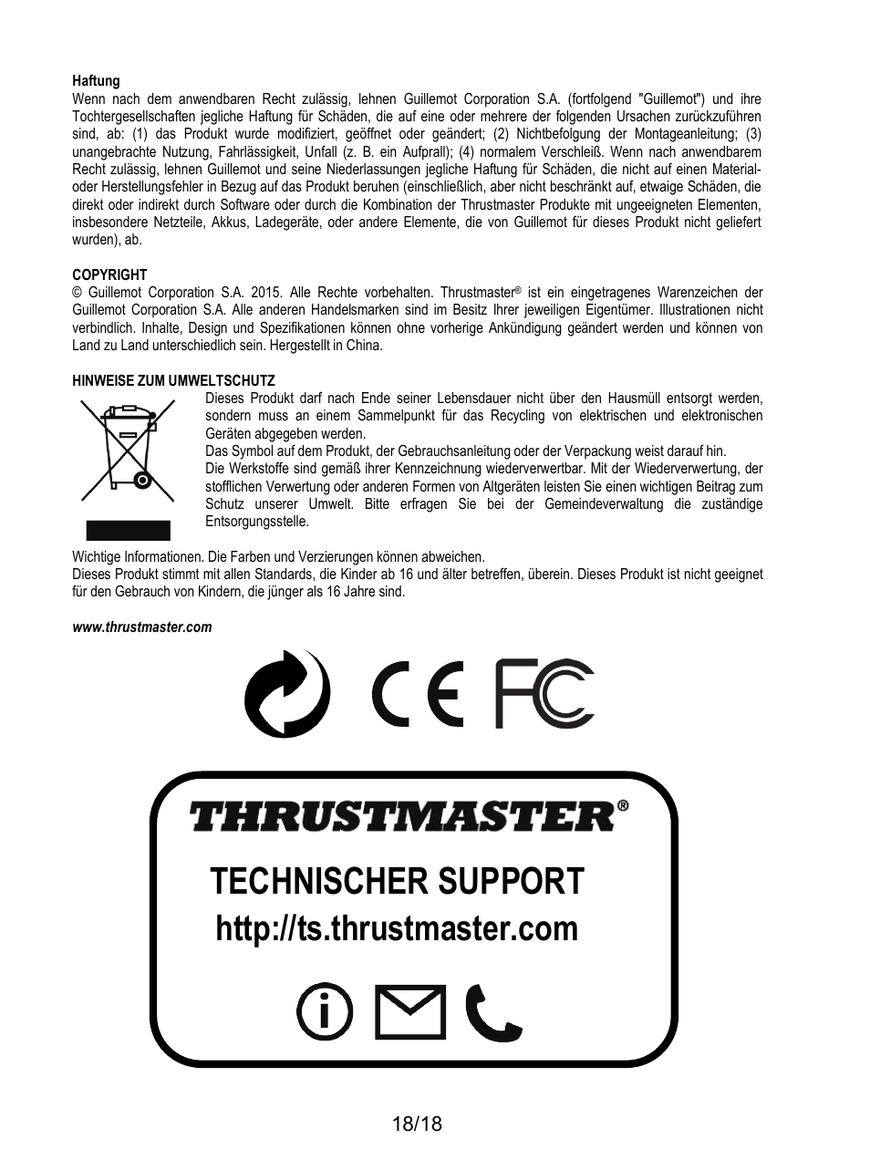 Technischer support | Thrustmaster HOTAS Warthog User Manual | Page 55 / 145