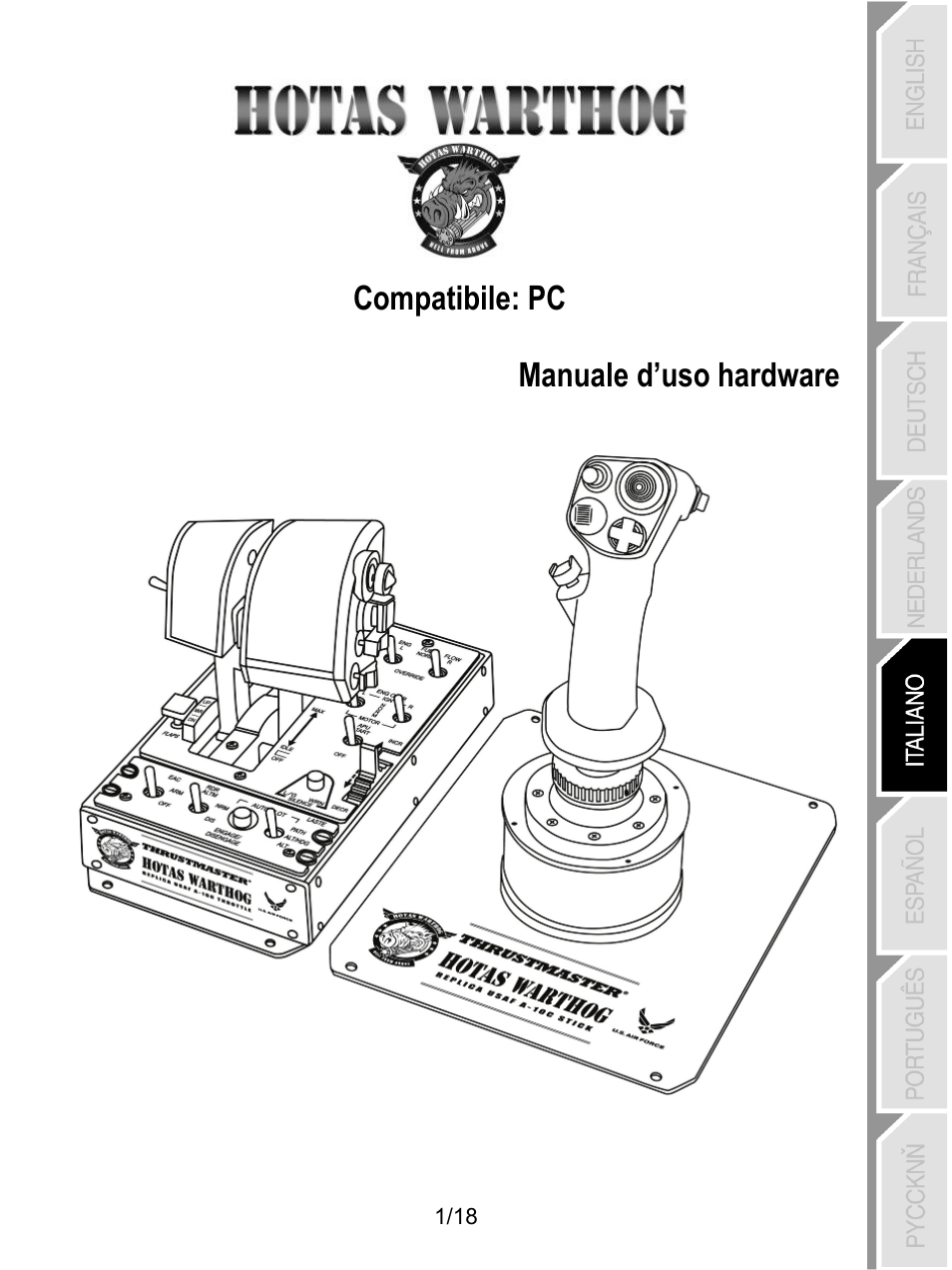 05_ita_hotas_warthog, Compatibile: pc manuale d’uso hardware | Thrustmaster HOTAS Warthog User Manual | Page 74 / 145