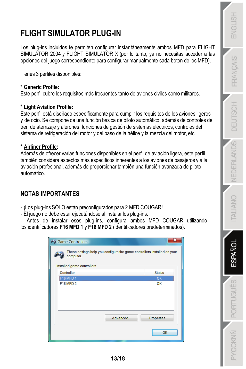 Flight simulator plug-in | Thrustmaster MFD COUGAR Pack User Manual | Page 104 / 145