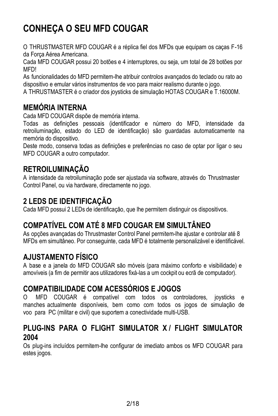 Conheça o seu mfd cougar | Thrustmaster MFD COUGAR Pack User Manual | Page 111 / 145