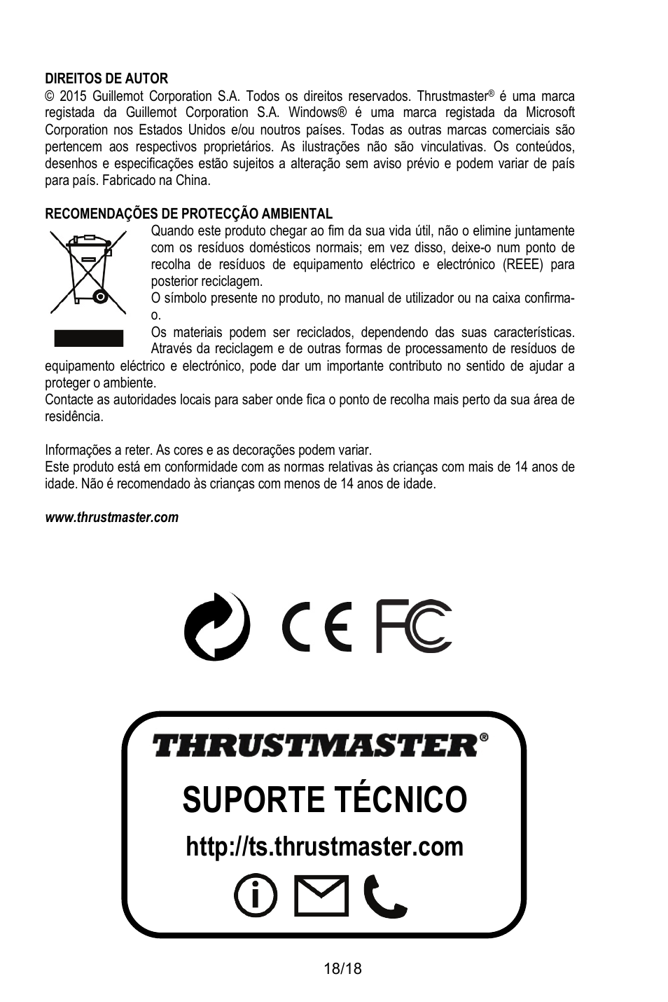 Suporte técnico | Thrustmaster MFD COUGAR Pack User Manual | Page 127 / 145