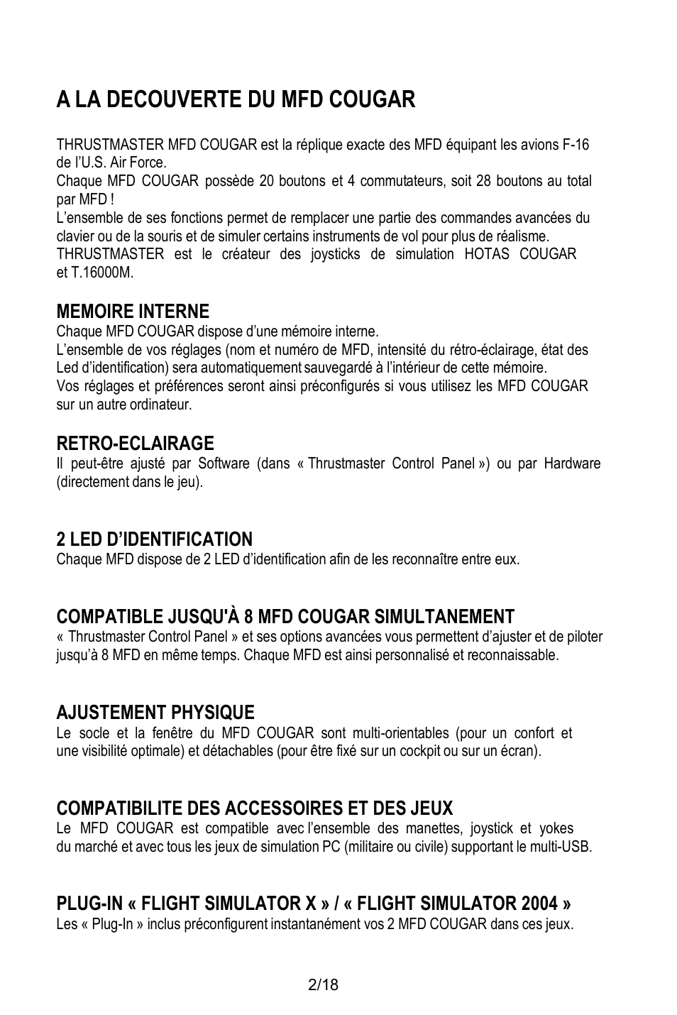 A la decouverte du mfd cougar | Thrustmaster MFD COUGAR Pack User Manual | Page 21 / 145