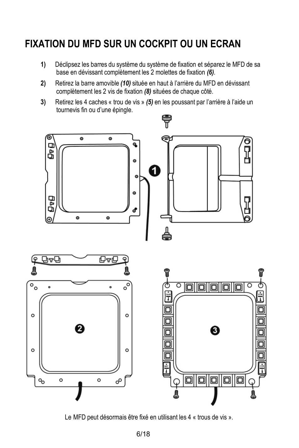 Fixation du mfd sur un cockpit ou un ecran | Thrustmaster MFD COUGAR Pack User Manual | Page 25 / 145
