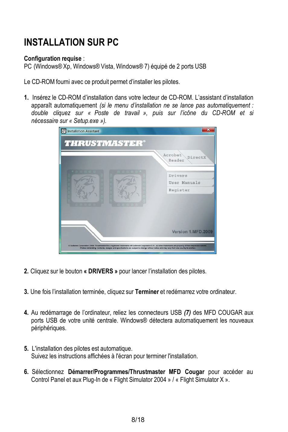 Installation sur pc | Thrustmaster MFD COUGAR Pack User Manual | Page 27 / 145
