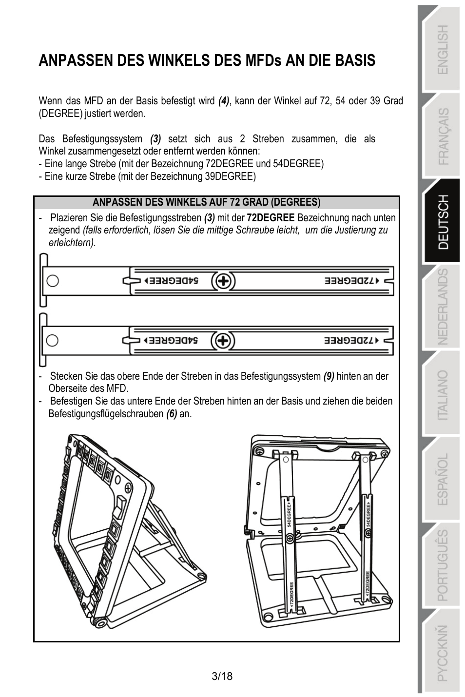 Anpassen des winkels des mfds an die basis | Thrustmaster MFD COUGAR Pack User Manual | Page 40 / 145