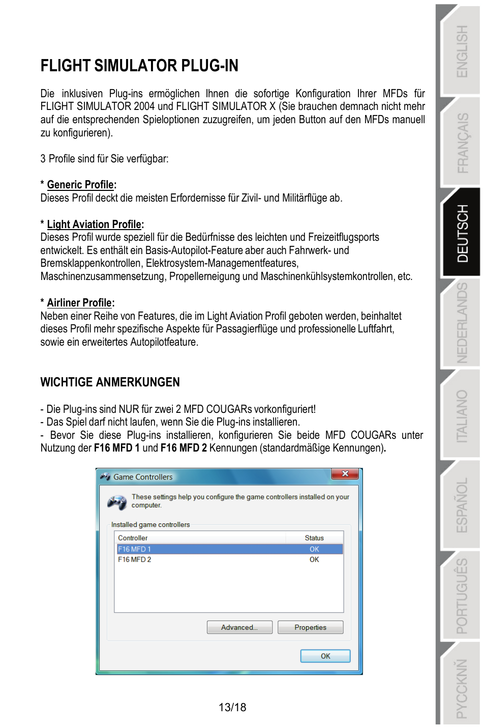 Flight simulator plug-in | Thrustmaster MFD COUGAR Pack User Manual | Page 50 / 145