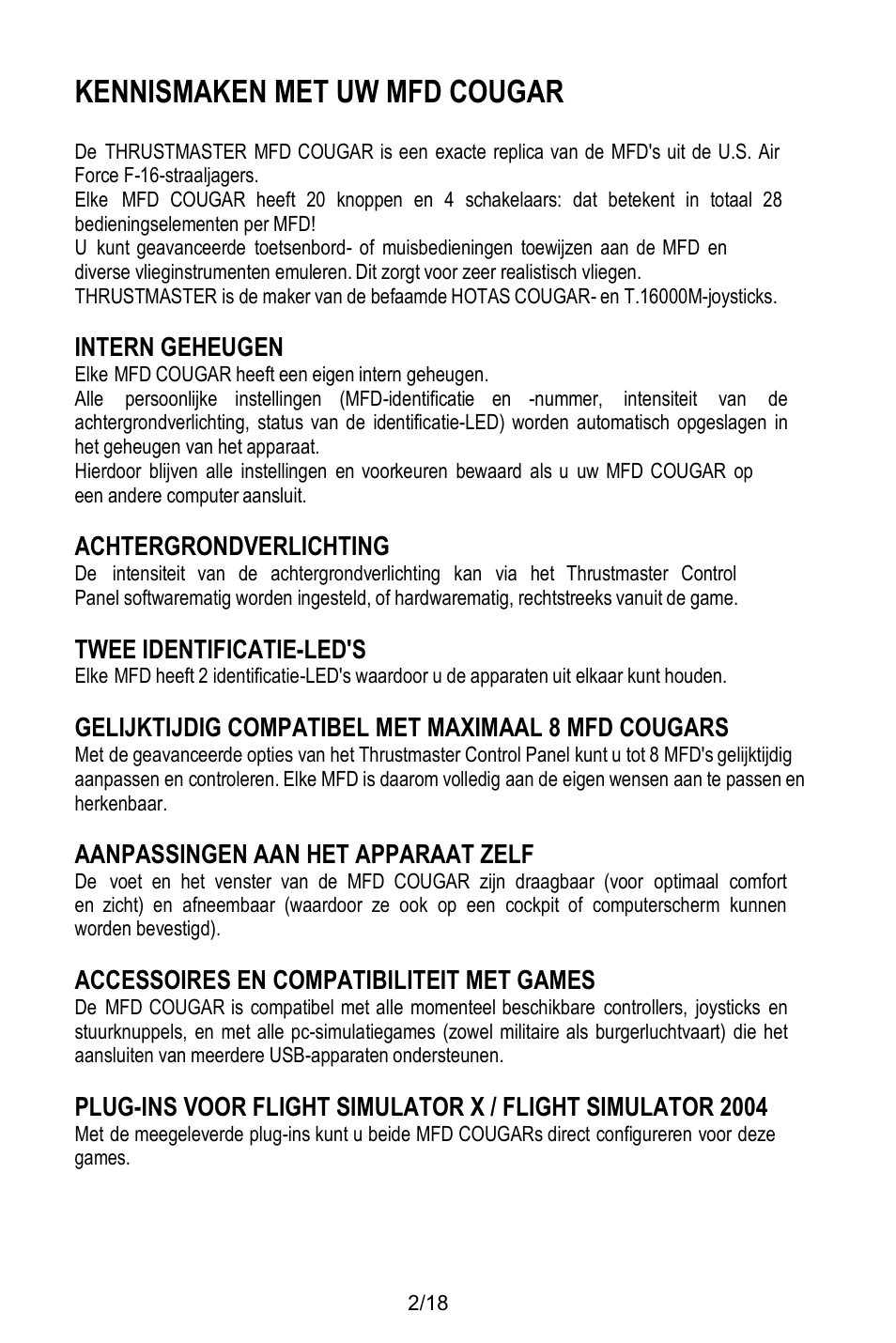 Kennismaken met uw mfd cougar | Thrustmaster MFD COUGAR Pack User Manual | Page 57 / 145