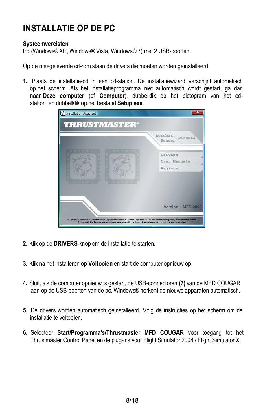 Installatie op de pc | Thrustmaster MFD COUGAR Pack User Manual | Page 63 / 145