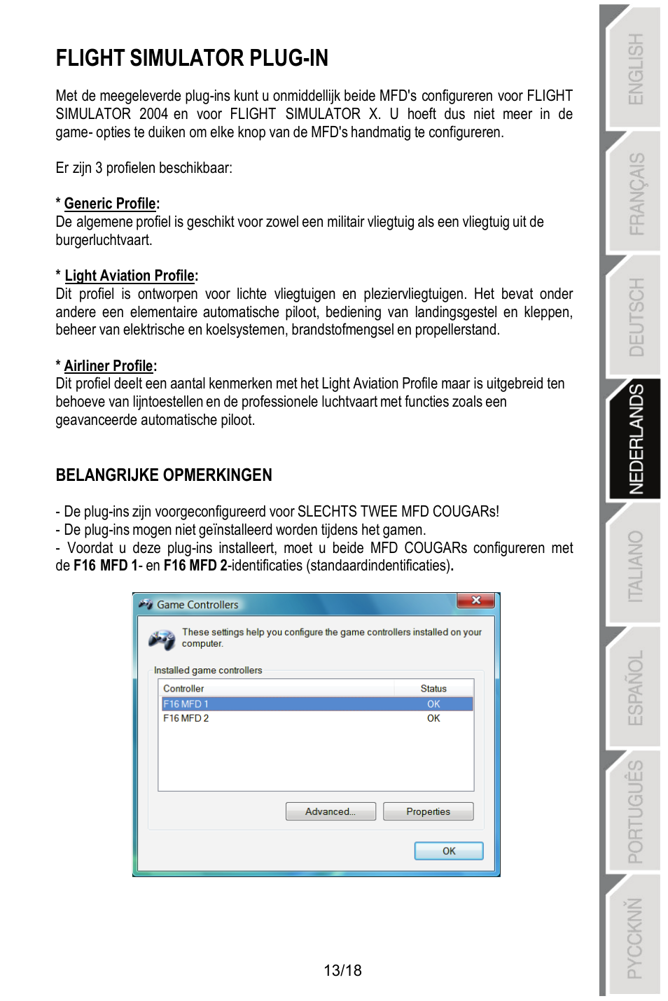 Flight simulator plug-in | Thrustmaster MFD COUGAR Pack User Manual | Page 68 / 145