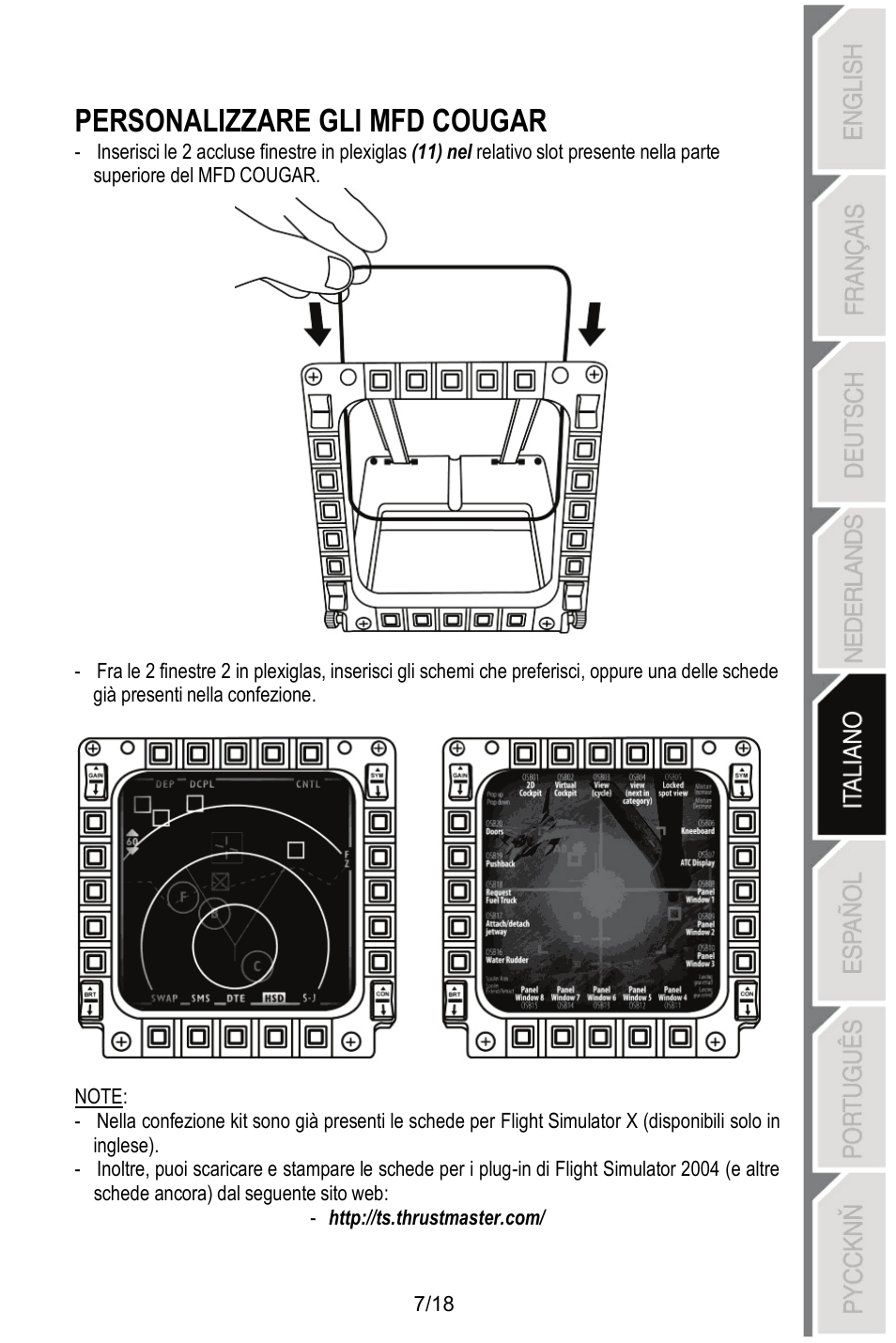 Personalizzare gli mfd cougar | Thrustmaster MFD COUGAR Pack User Manual | Page 80 / 145