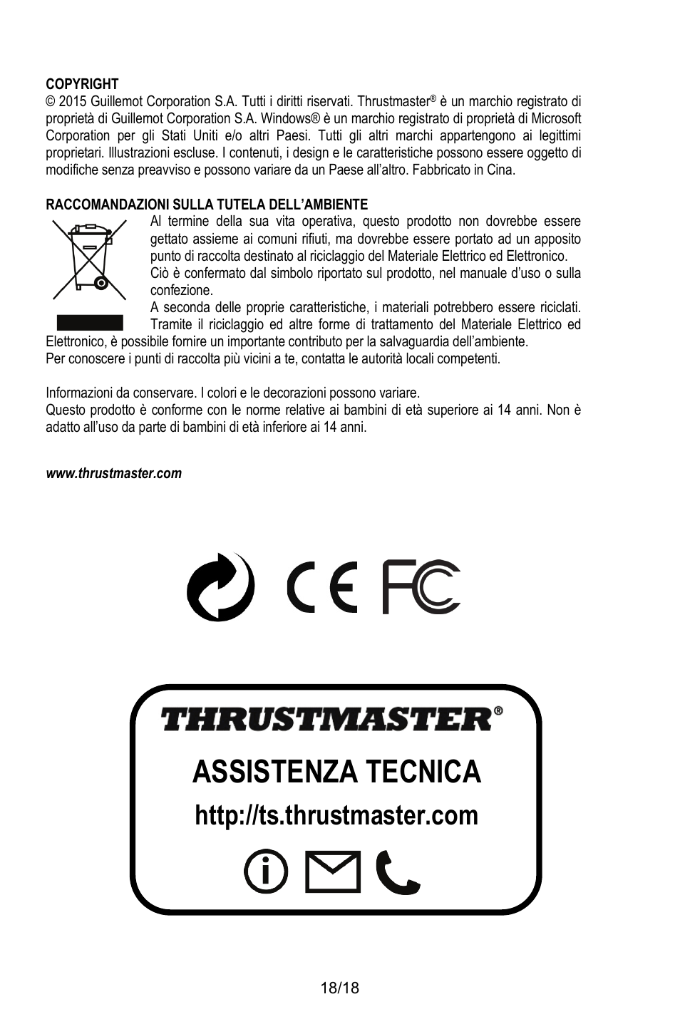 Assistenza tecnica | Thrustmaster MFD COUGAR Pack User Manual | Page 91 / 145