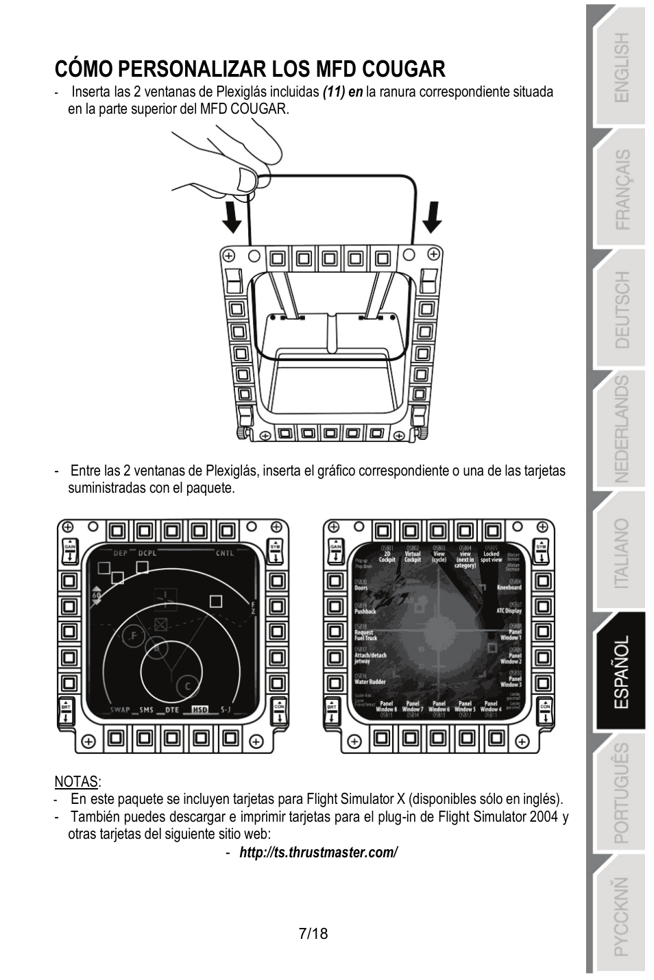 Cómo personalizar los mfd cougar | Thrustmaster MFD COUGAR Pack User Manual | Page 98 / 145