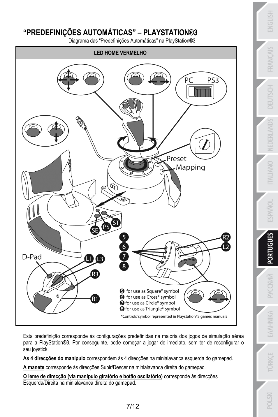 Predefinições automáticas” – playstation®3, Led home vermelho | Thrustmaster T.Flight HOTAS X User Manual | Page 80 / 145