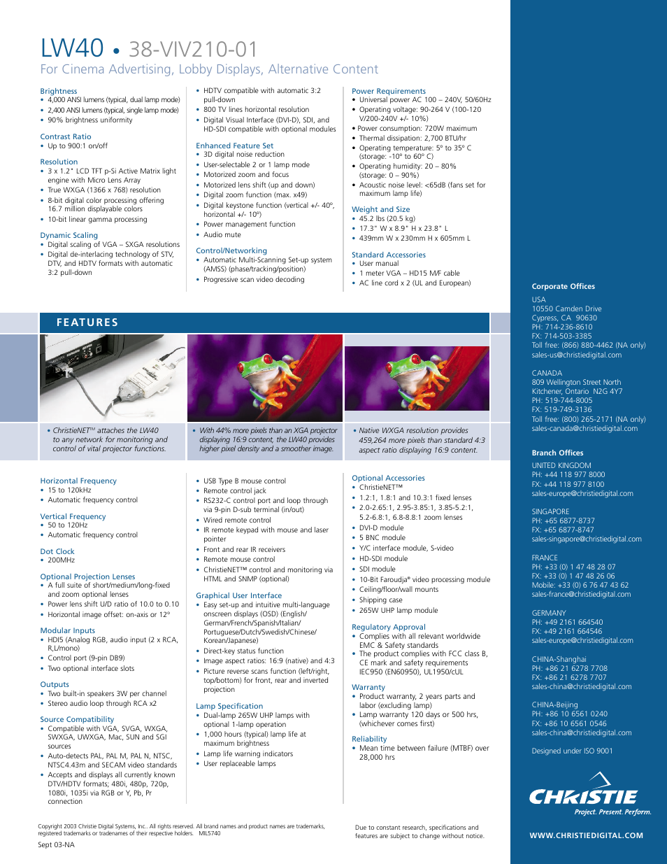 Lw40 | Christie Digital Systems LW40 User Manual | Page 2 / 2