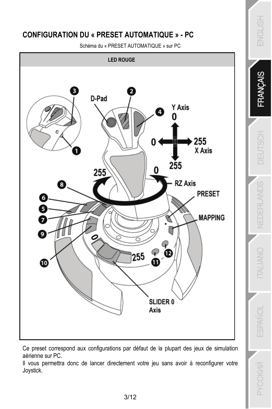 Configuration du « preset automatique » - pc | Thrustmaster T.Flight Stick X User Manual | Page 16 / 85