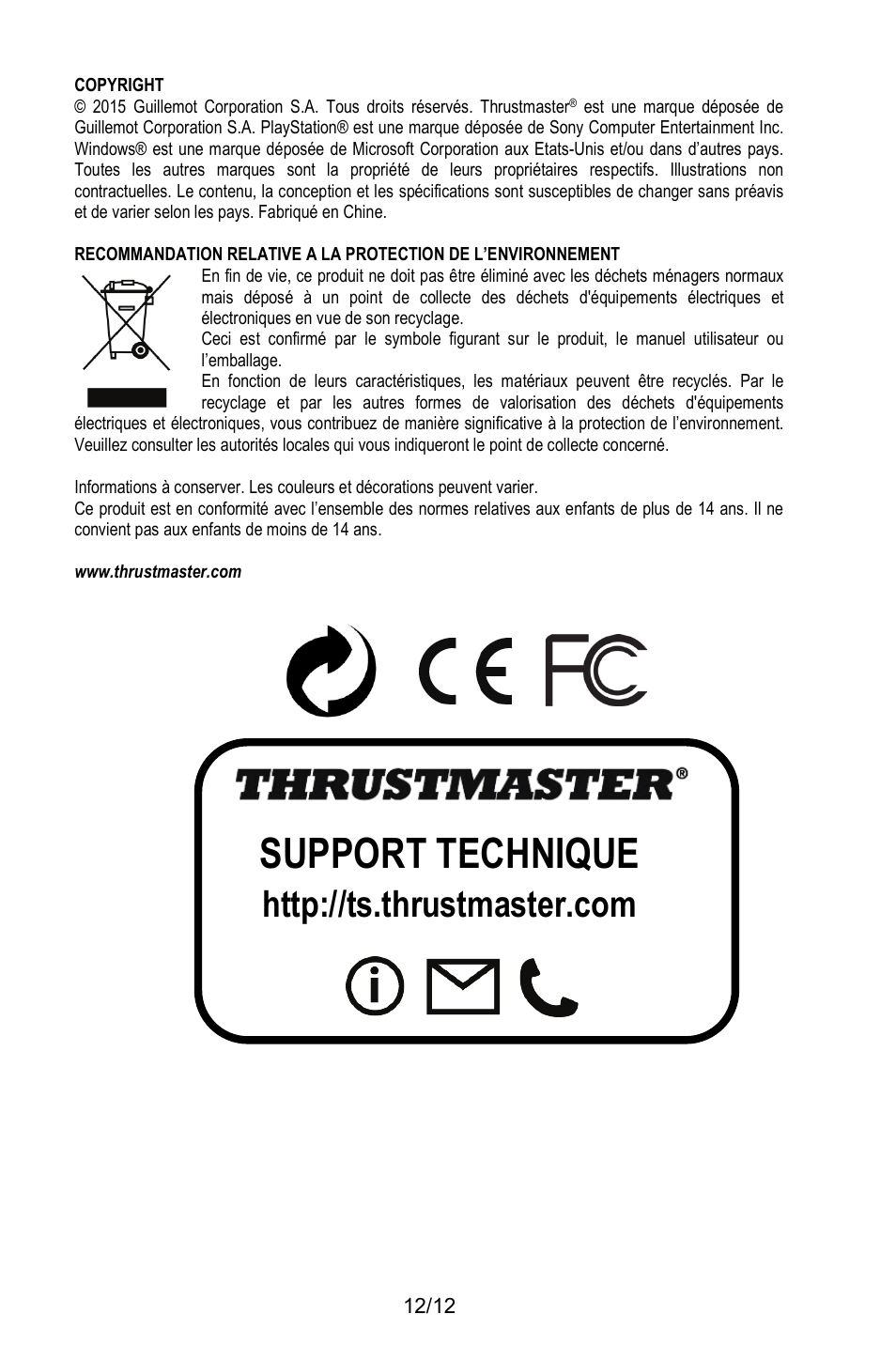 Support technique | Thrustmaster T.Flight Stick X User Manual | Page 25 / 85