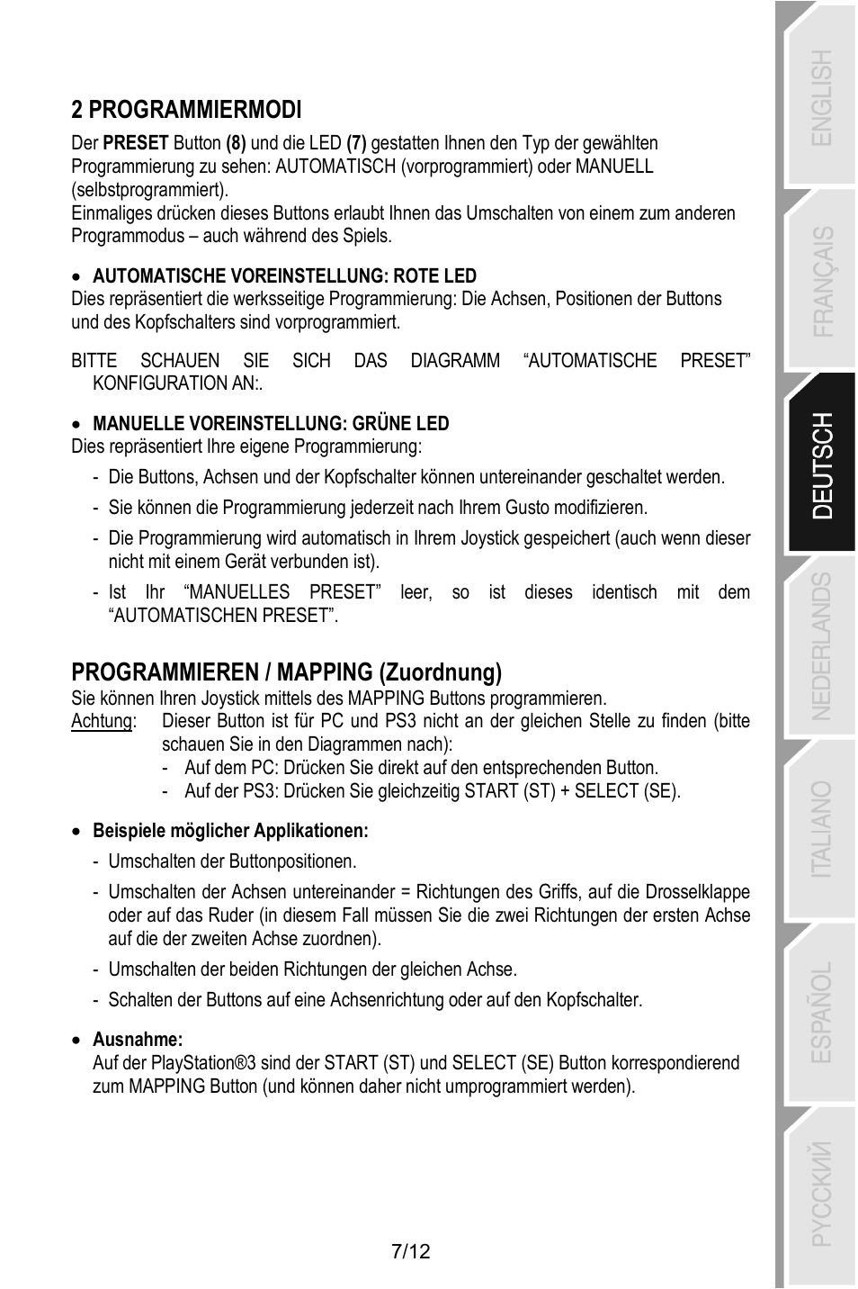 2 programmiermodi, Programmieren / mapping (zuordnung) | Thrustmaster T.Flight Stick X User Manual | Page 32 / 85