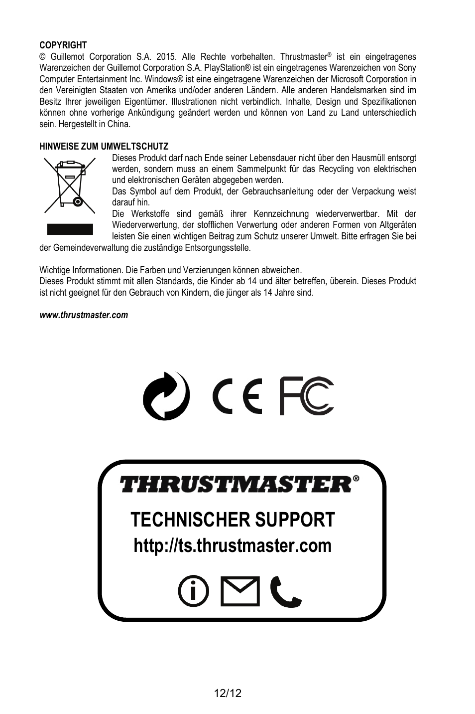 Technischer support | Thrustmaster T.Flight Stick X User Manual | Page 37 / 85