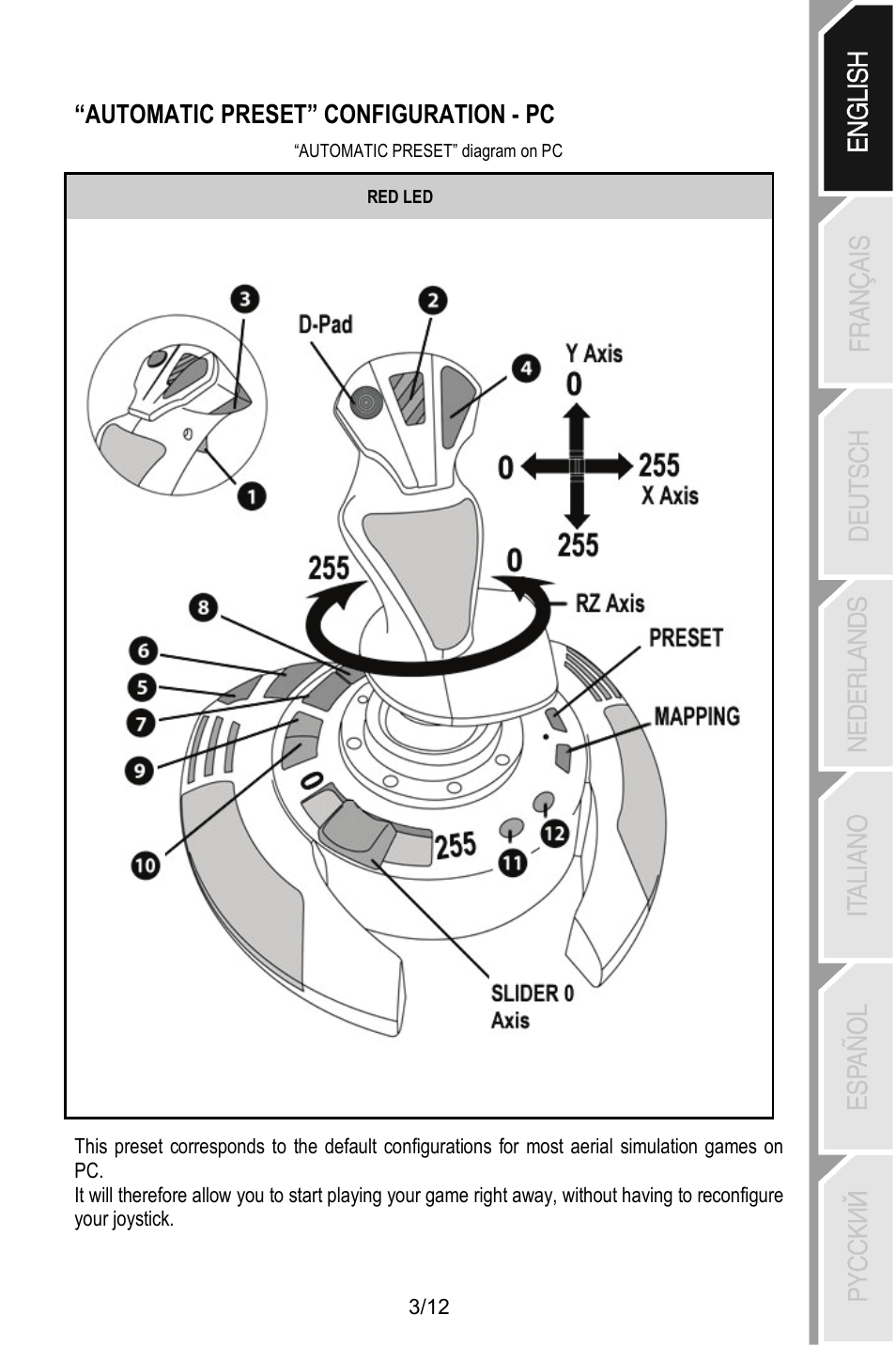 Automatic preset” configuration - pc | Thrustmaster T.Flight Stick X User Manual | Page 4 / 85