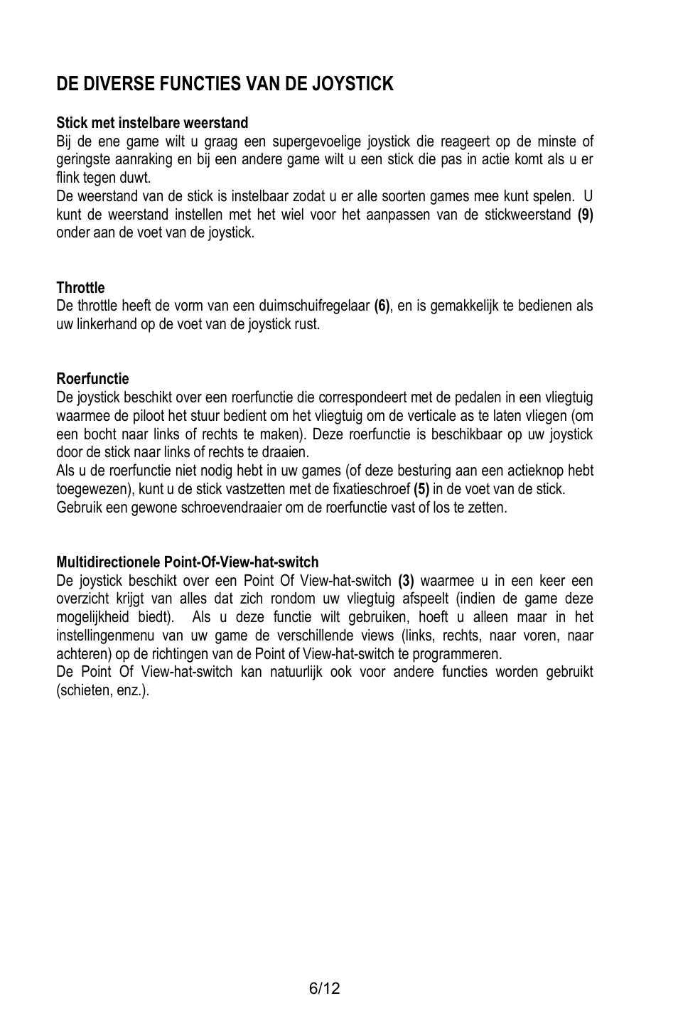 De diverse functies van de joystick | Thrustmaster T.Flight Stick X User Manual | Page 43 / 85