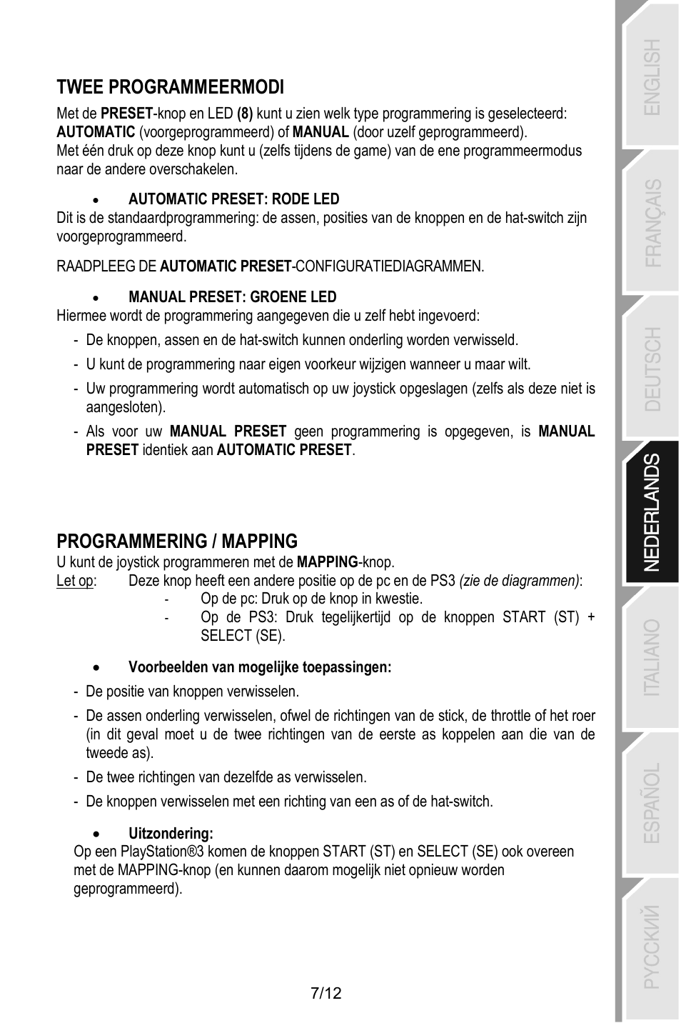 Twee programmeermodi, Programmering / mapping | Thrustmaster T.Flight Stick X User Manual | Page 44 / 85