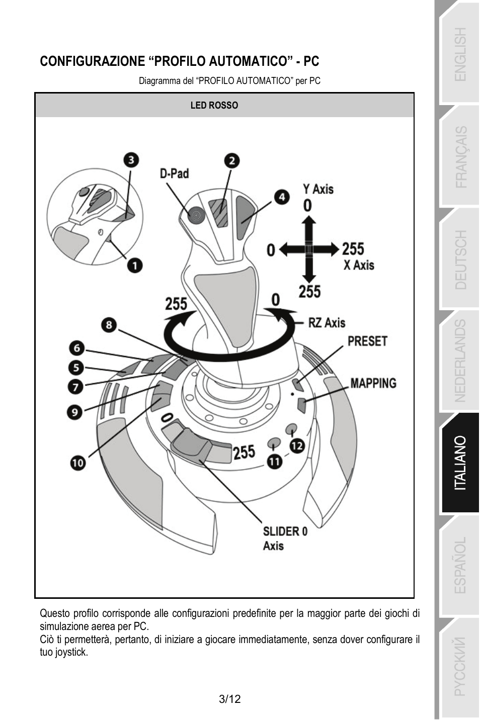 Configurazione “profilo automatico” - pc | Thrustmaster T.Flight Stick X User Manual | Page 52 / 85