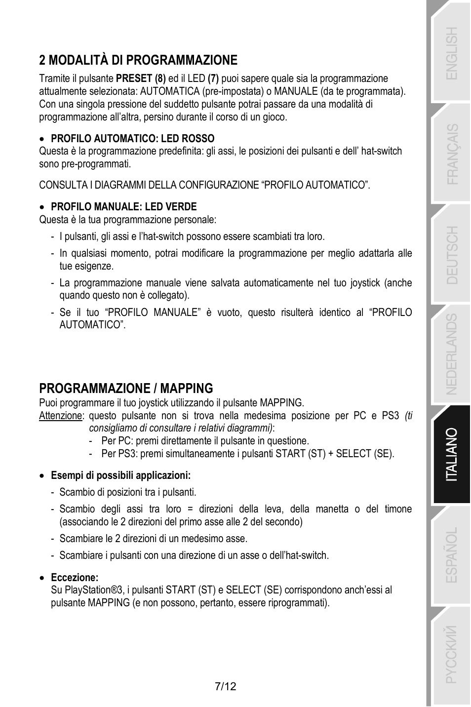 2 modalità di programmazione, Programmazione / mapping | Thrustmaster T.Flight Stick X User Manual | Page 56 / 85