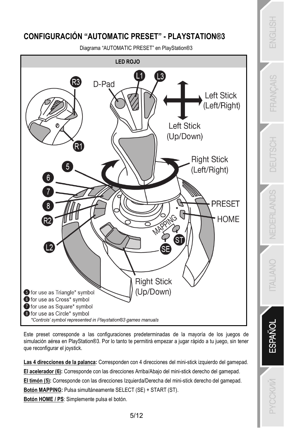 Configuración “automatic preset” - playstation®3 | Thrustmaster T.Flight Stick X User Manual | Page 66 / 85