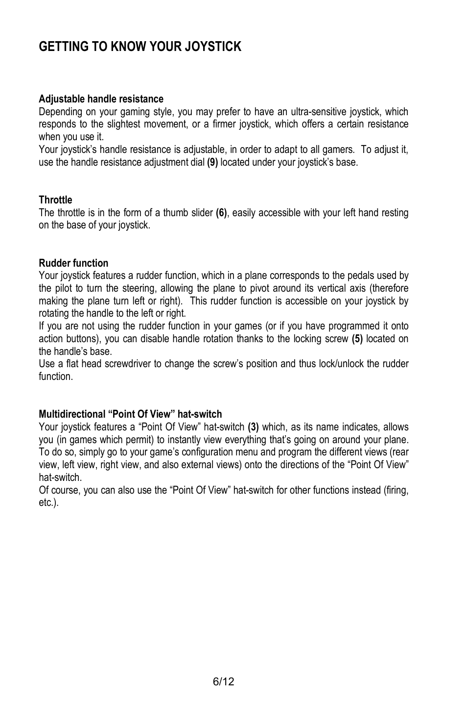 Getting to know your joystick | Thrustmaster T.Flight Stick X User Manual | Page 7 / 85