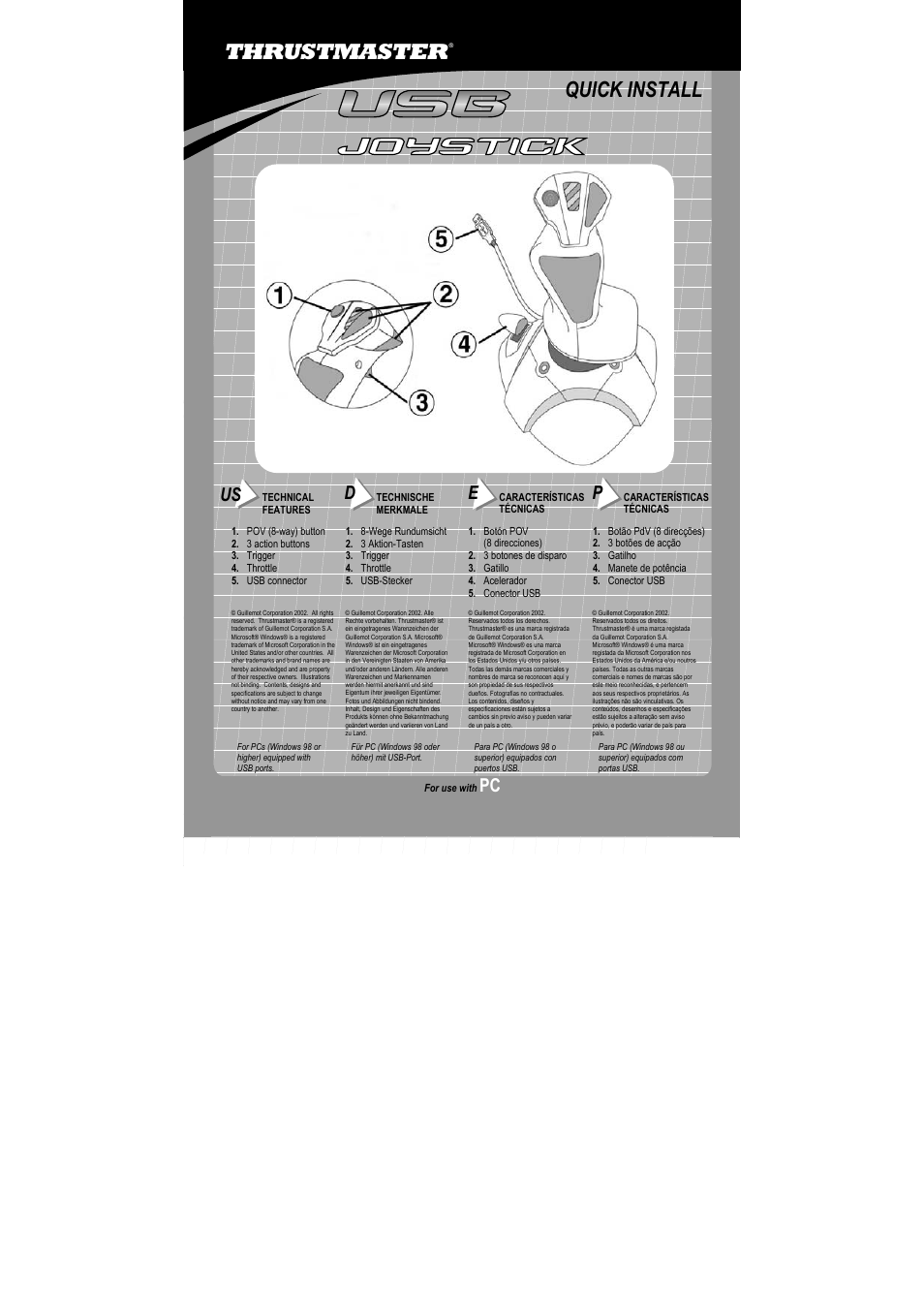 Thrustmaster USB Joystick User Manual | 4 pages