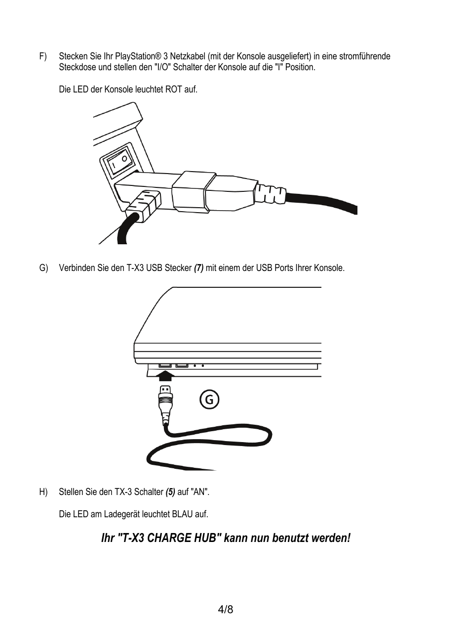 Ihr "t-x3 charge hub" kann nun benutzt werden | Thrustmaster T-X3 Charge Hub User Manual | Page 21 / 57