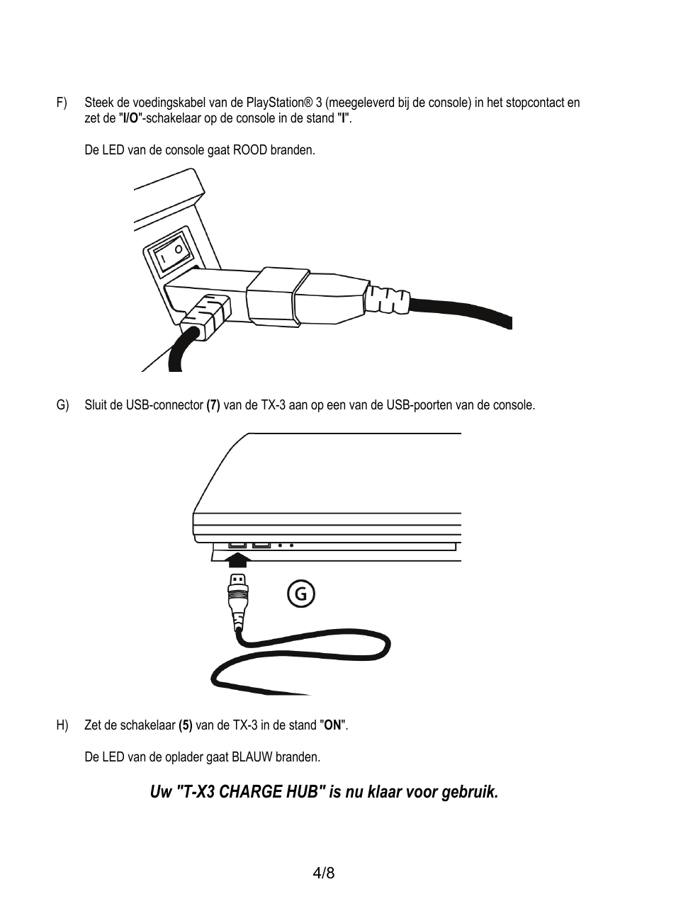 Uw "t-x3 charge hub" is nu klaar voor gebruik | Thrustmaster T-X3 Charge Hub User Manual | Page 29 / 57