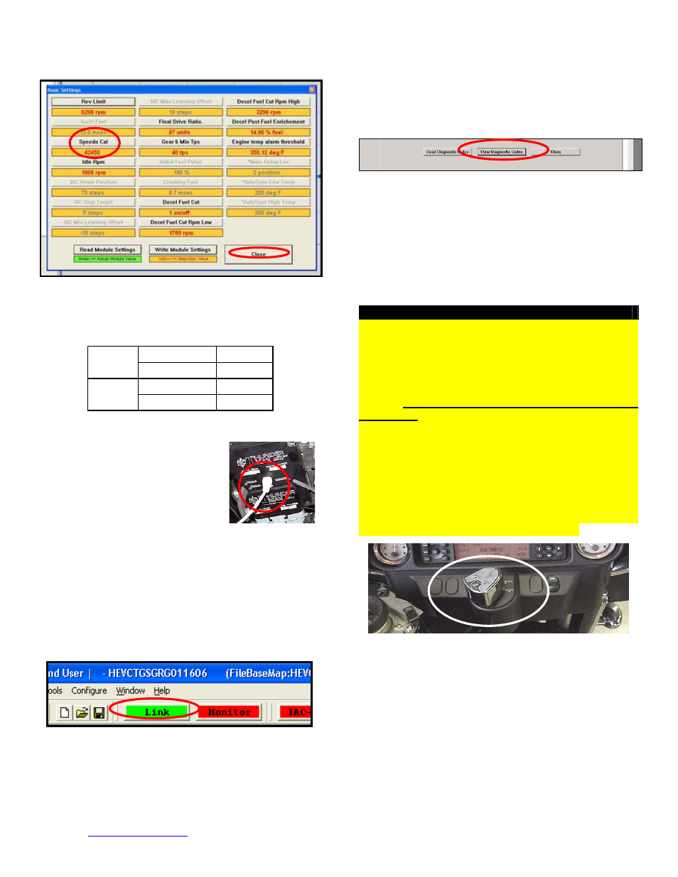 Speedometer calibration settings, Important step before starting | ThunderMax Models w/96”Engine ARB EO # K-001 User Manual | Page 5 / 7