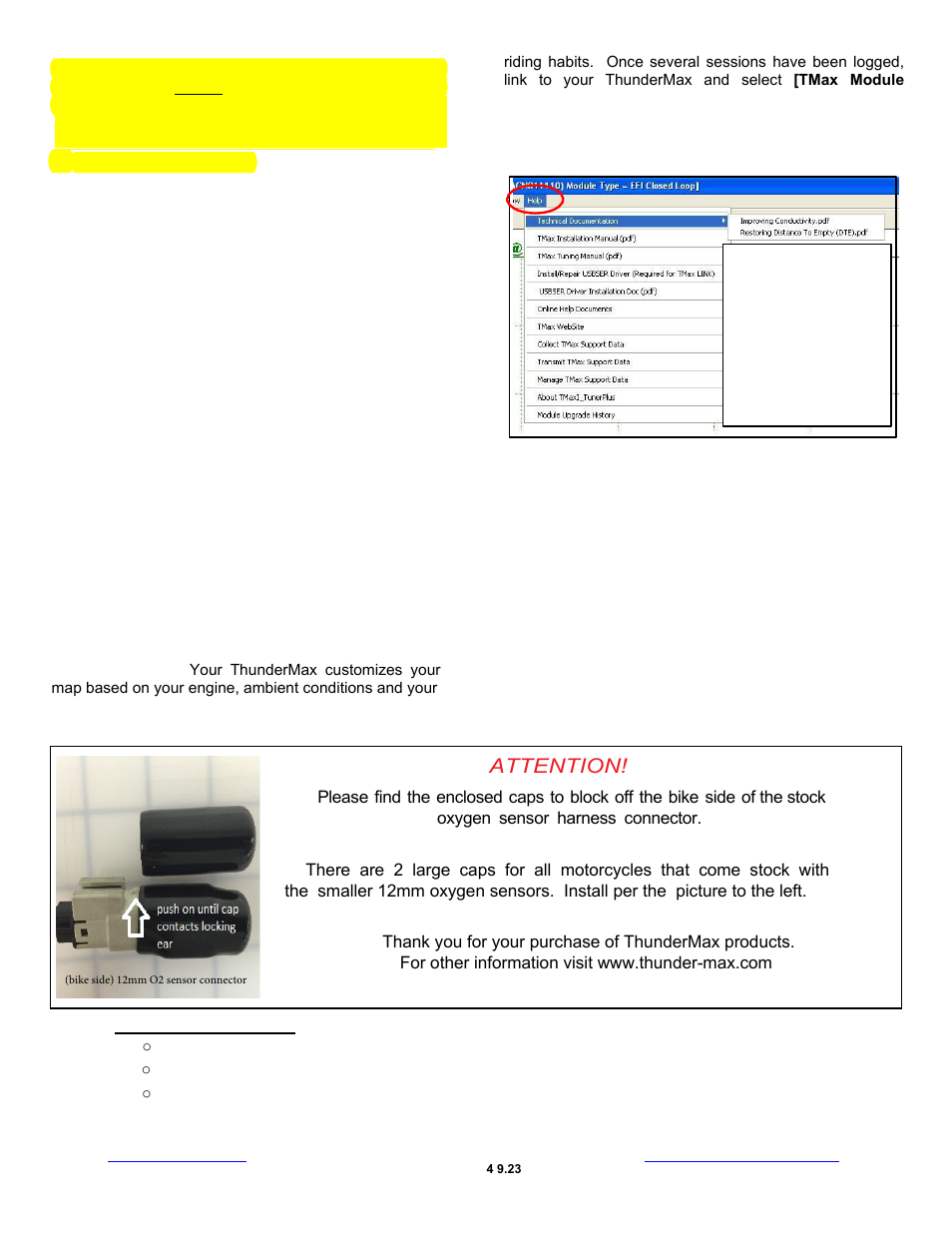 Tips and general information, Attention | ThunderMax PN#309-380 Sportster User Manual | Page 8 / 9