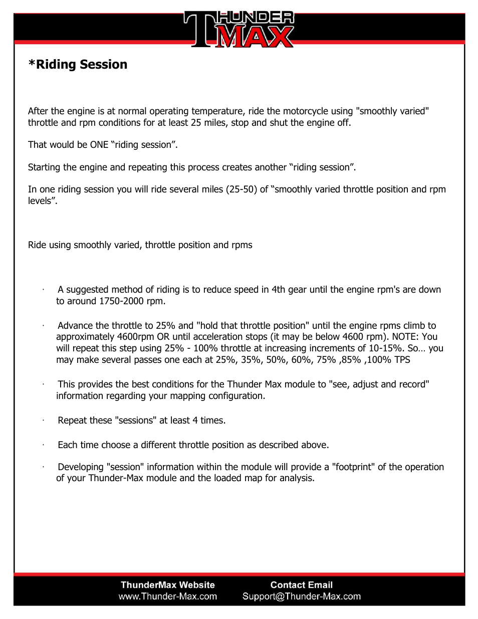 Riding session | ThunderMax Map Development - Proper Steps User Manual | Page 2 / 2