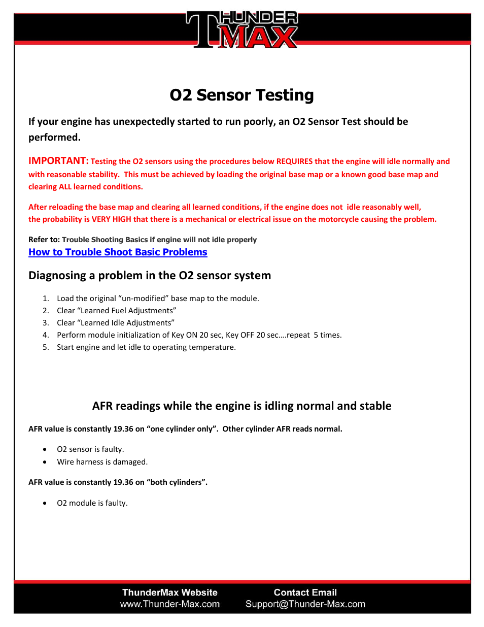 ThunderMax Oxygen (O2) Sensor Operation Testing User Manual | 6 pages